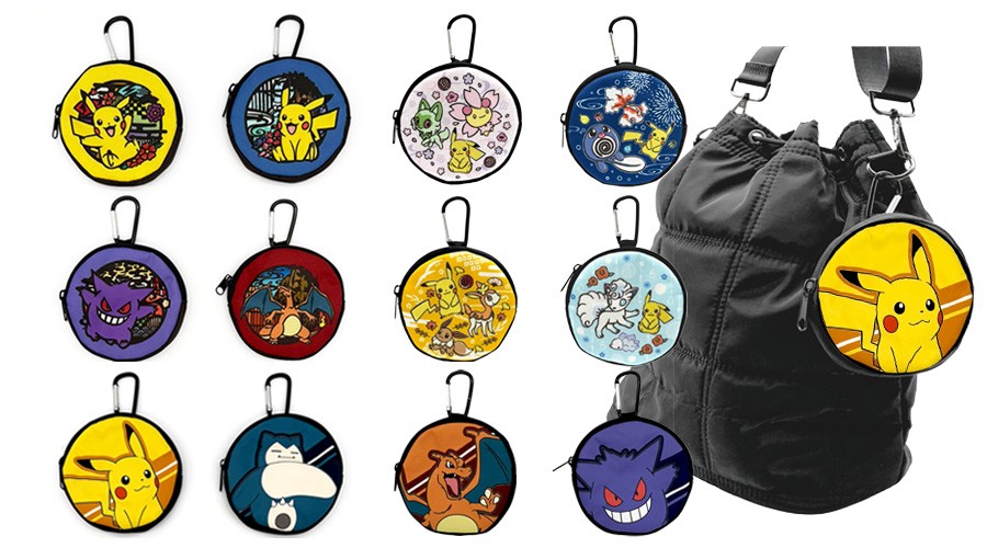 小物の収納に便利なポケモンの「カラビナ付き丸型ポーチ」が登場！