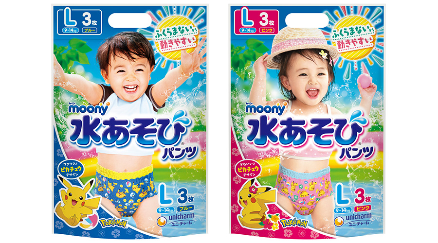 人気の春夏 ムーニー 水遊びパンツ 女の子用 Lサイズ5枚 ピカチュウ