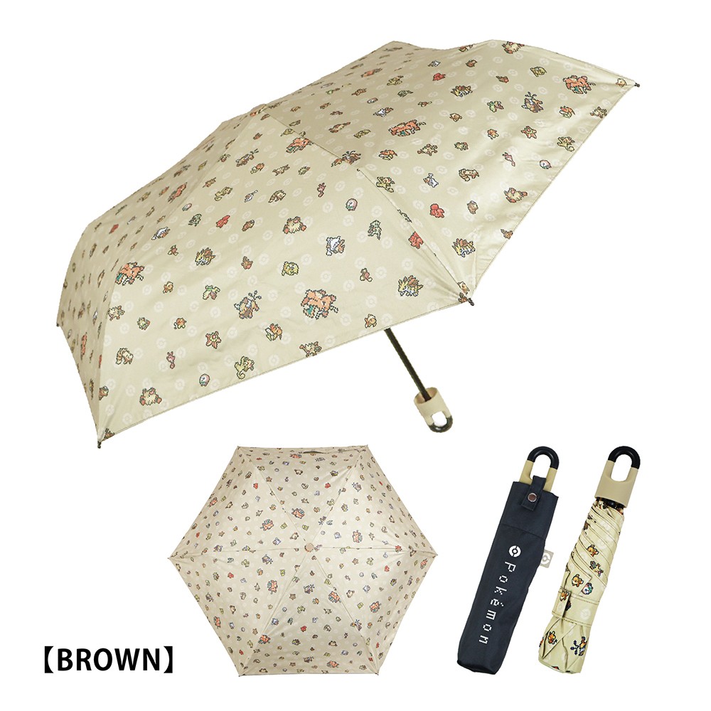 カラビナ折傘ピクセルアートBROWN