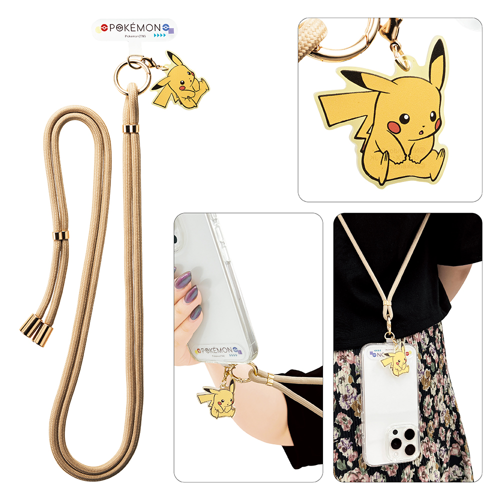 ポケモンデザインのアクリルチャーム付きショルダーストラップが登場