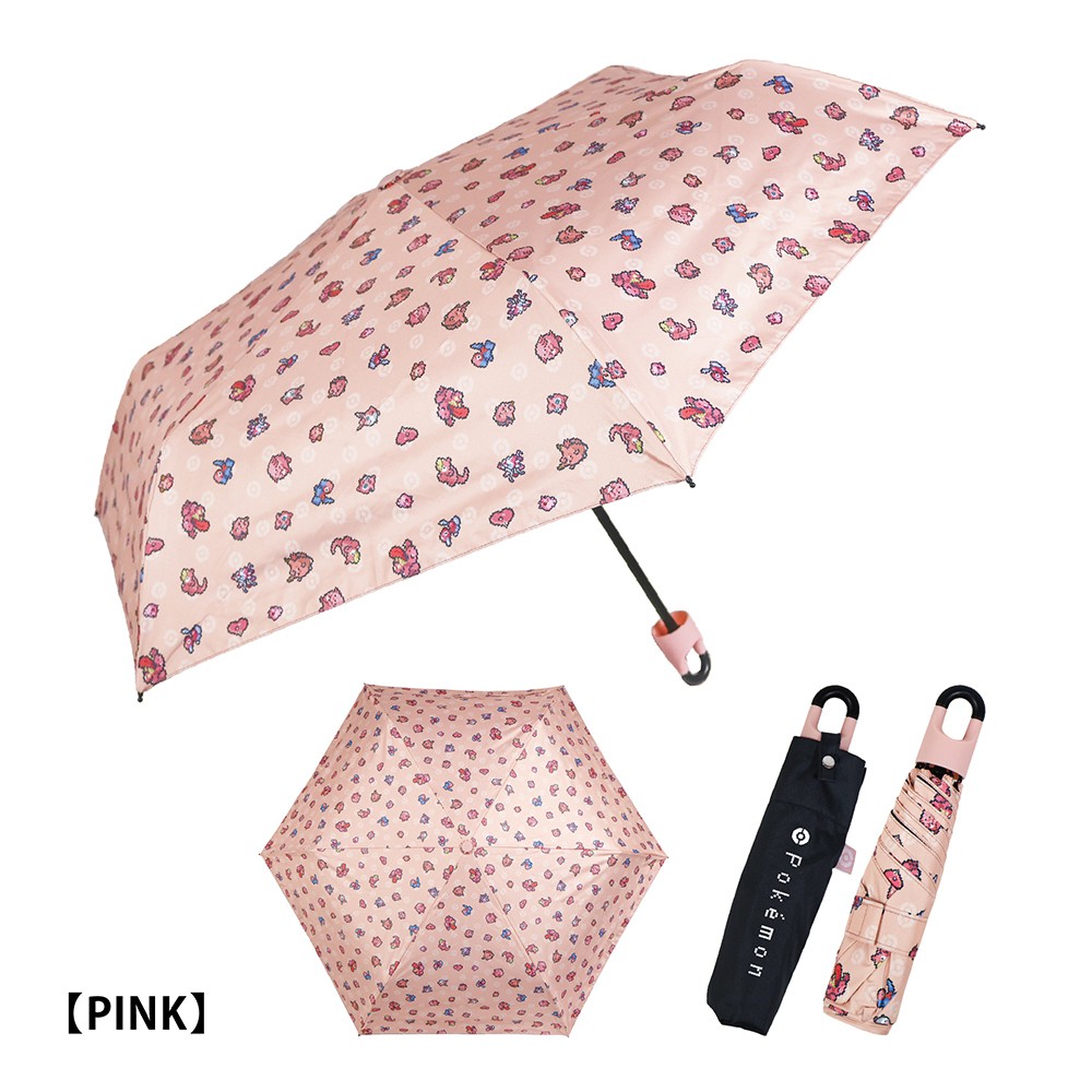 カラビナ折傘ピクセルアートPINK