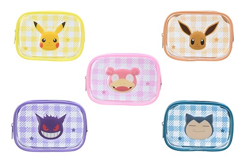 セガより、ポケモンの顔がぷくぷくしているクリアミニポーチ
